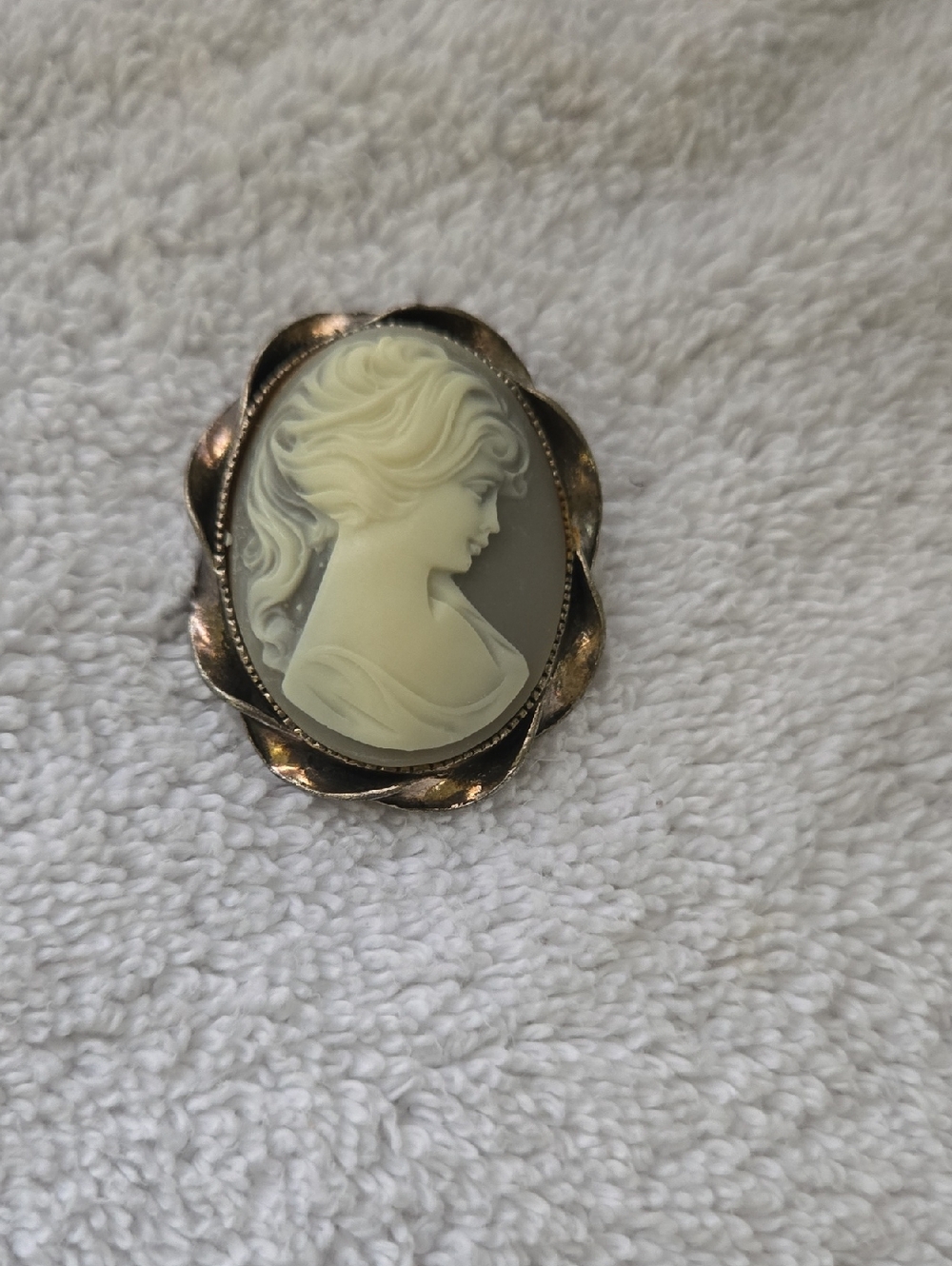 Vintage Classic Cameo Brooch - Cream and Gray Vintage Style